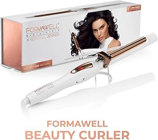 Formawell Beauty x Kendall Jenner One Inch 24K Gold Pro Hair Curler | Ultra-Fast Heating Up to 430°F with LED Display | Negative-Ion Conditioning | Dual Voltage, No-Tangle 8ft Cord