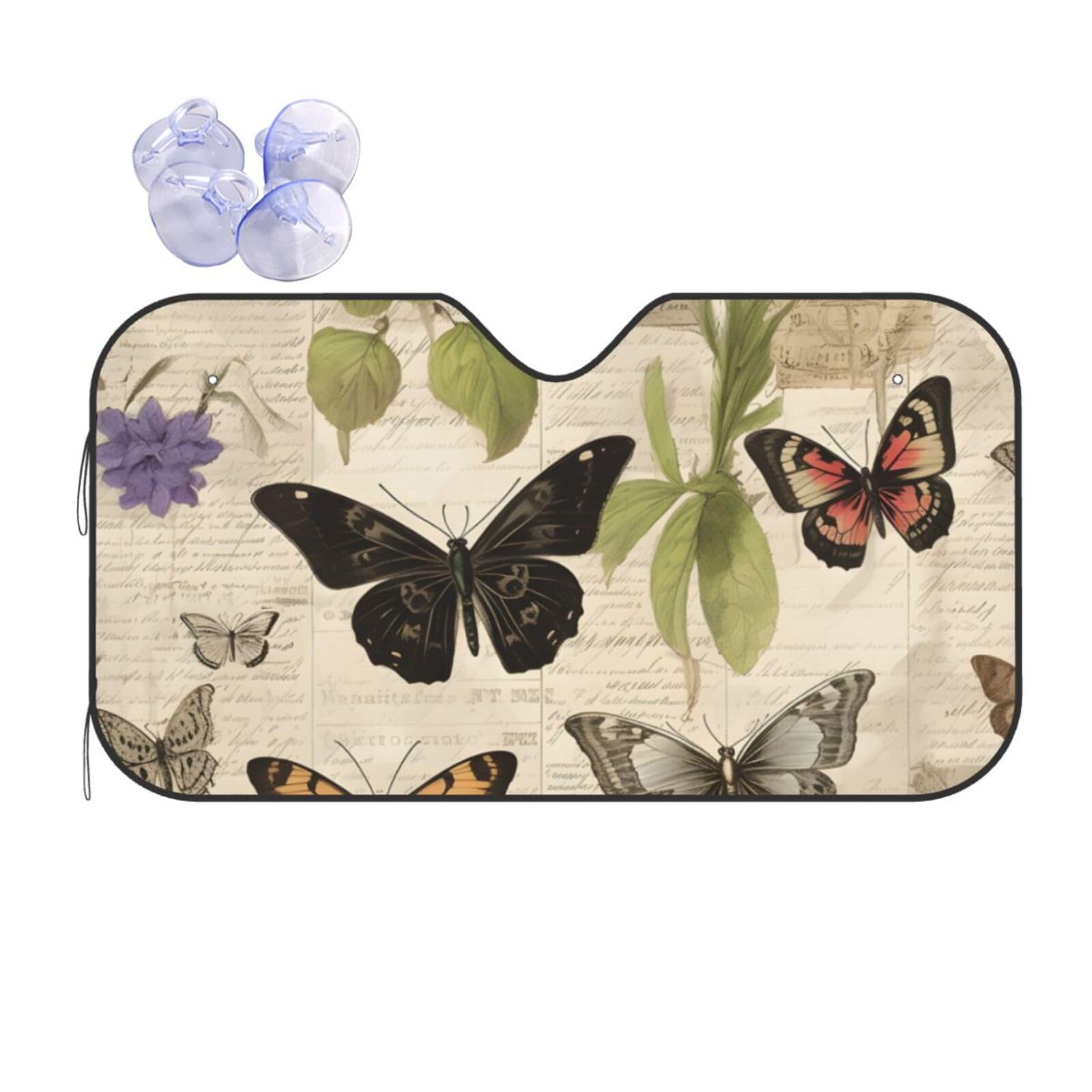 Cubiertas de parabrisas contra el calor extremo: parasol universal de mariposas 70x130 3