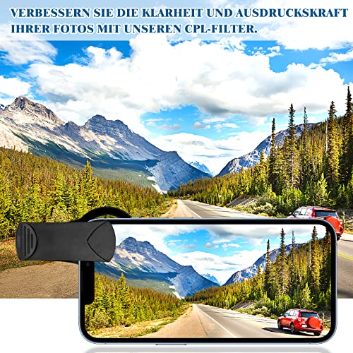 Kompatibel für 13/12/11 Smartphones Phone Polarizer Objektiv: 37 Mm CPL Polarisation Objektivfilter Tragbarer Clip- Auf Cpl- Telefonlinsen mit Linsenabdeckung Und Speicherhülle – Bild 3