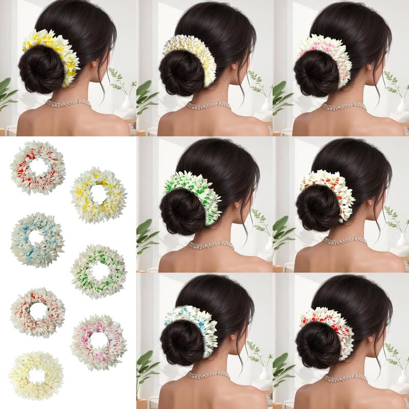 Hair Flare Set of 7 Artificial Mogra Gajra Juda Bun Flowers for H...
