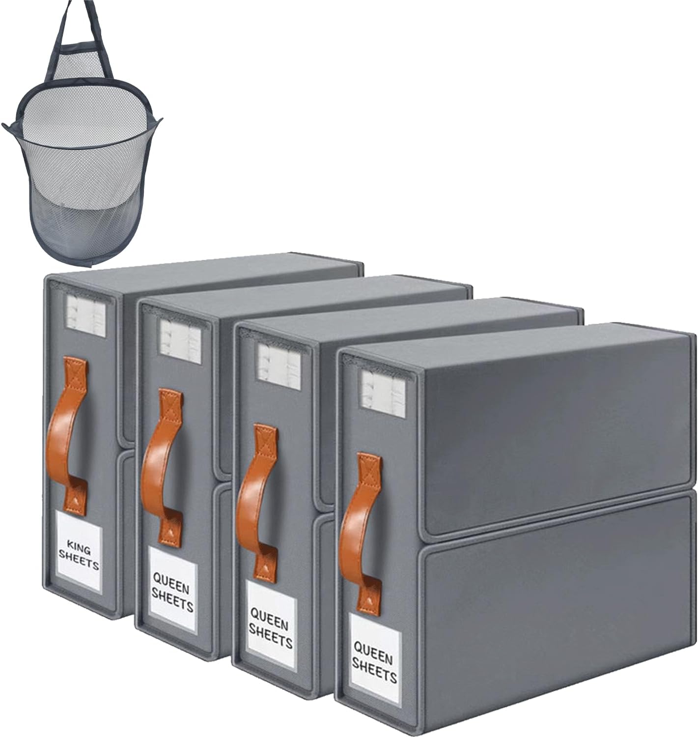 4 Pack Bedsheet Organizer with a Laundry Bag (Queen & King Size