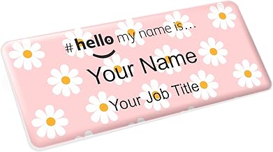 Badgemaster Resin Finish Hello My Name is Pink Daisy Name Badge 76 x 32mm White/White