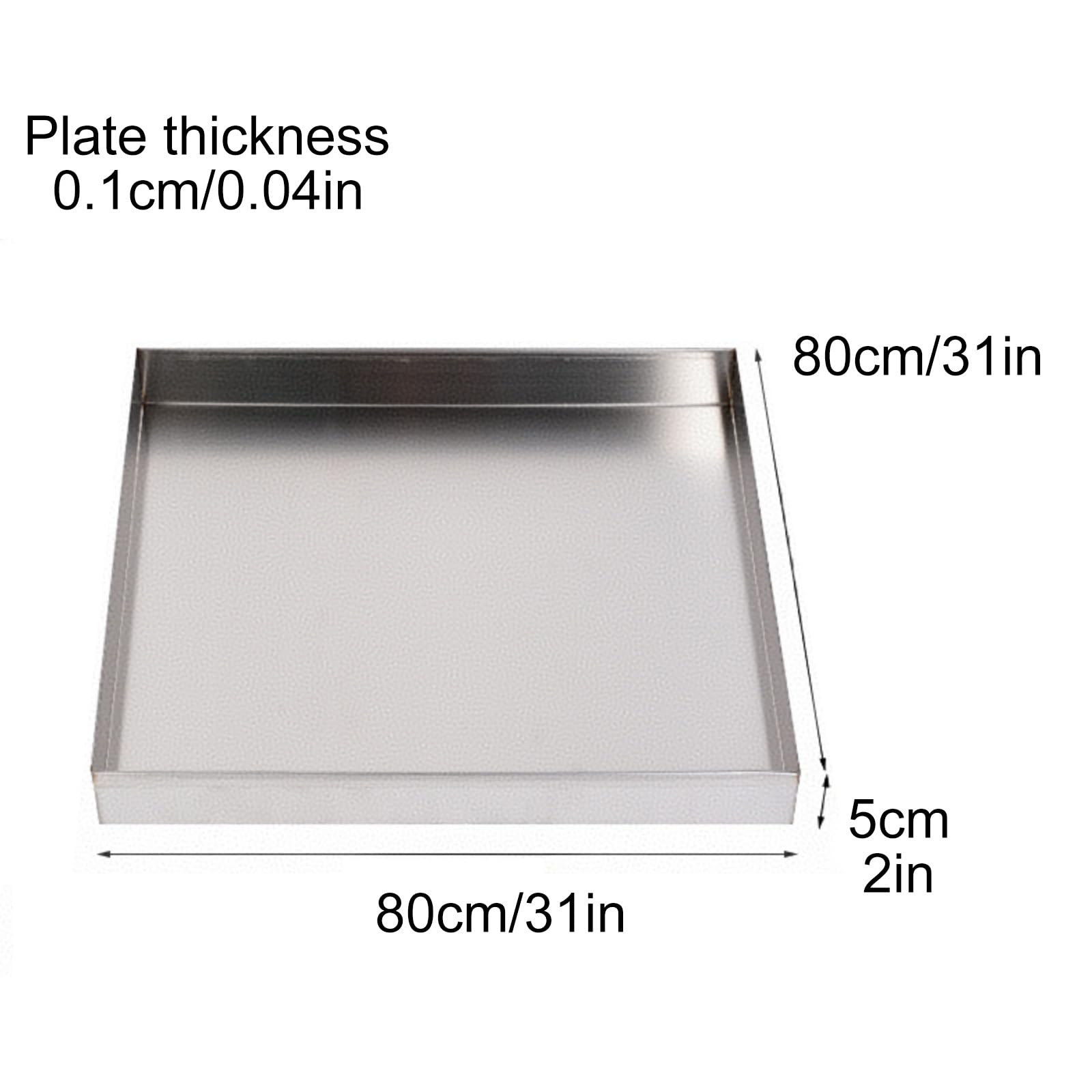 Bandeja de agua universal de acero inoxidable 304, resistente al óxido, 80 x 80 cm, ideal para recoger agua, aceite y condensado de aire acondicionado