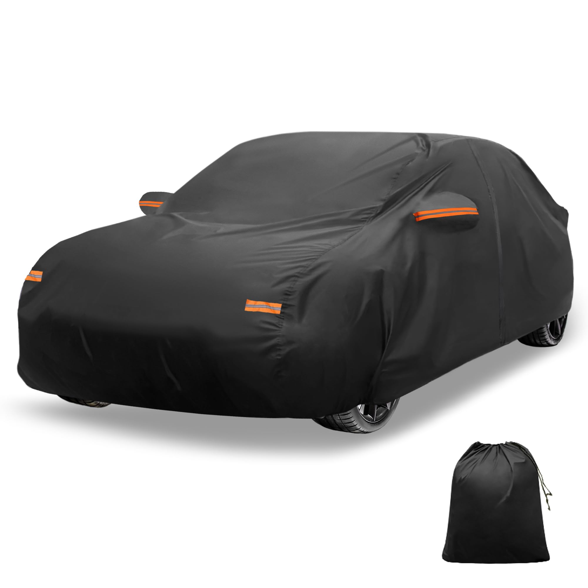 X AUTOHAUX Car Cover Outdoor Waterproof Sun Rain Snow Hail Protection with Left Side Door Zipper Aluminum Film