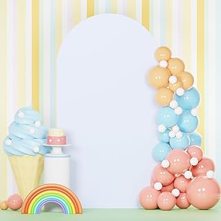 PATYDEST 8FT Wedding Arch Cover White Balloon Arch Backdrop Cover Spandex Fitted Arch Stand Covers Chiara Backdrop Arched Wall Double Sided Arch Frame Cover for Bridal Shower Prom Party Decoration