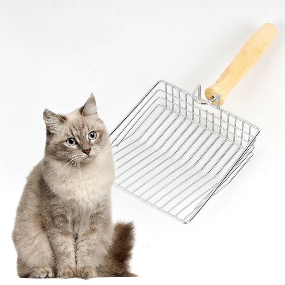 Cat Litter Scoop, Metal Mesh Kitty Litter Scoop, Deep Shovel, Long Handle Scooper for Litters Box(Color:Silver) - image 7