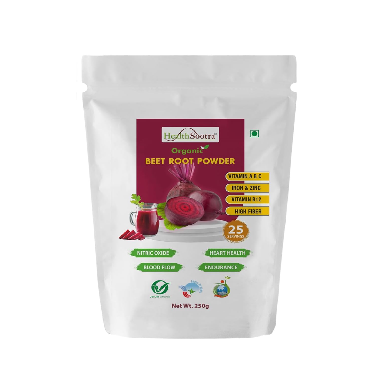 healthsootra organic beetroot powder (250gm)| rich in antioxidants & amino acids, immunity booster | supports heart, hair growth and glowing skin | for pre and post workout drink