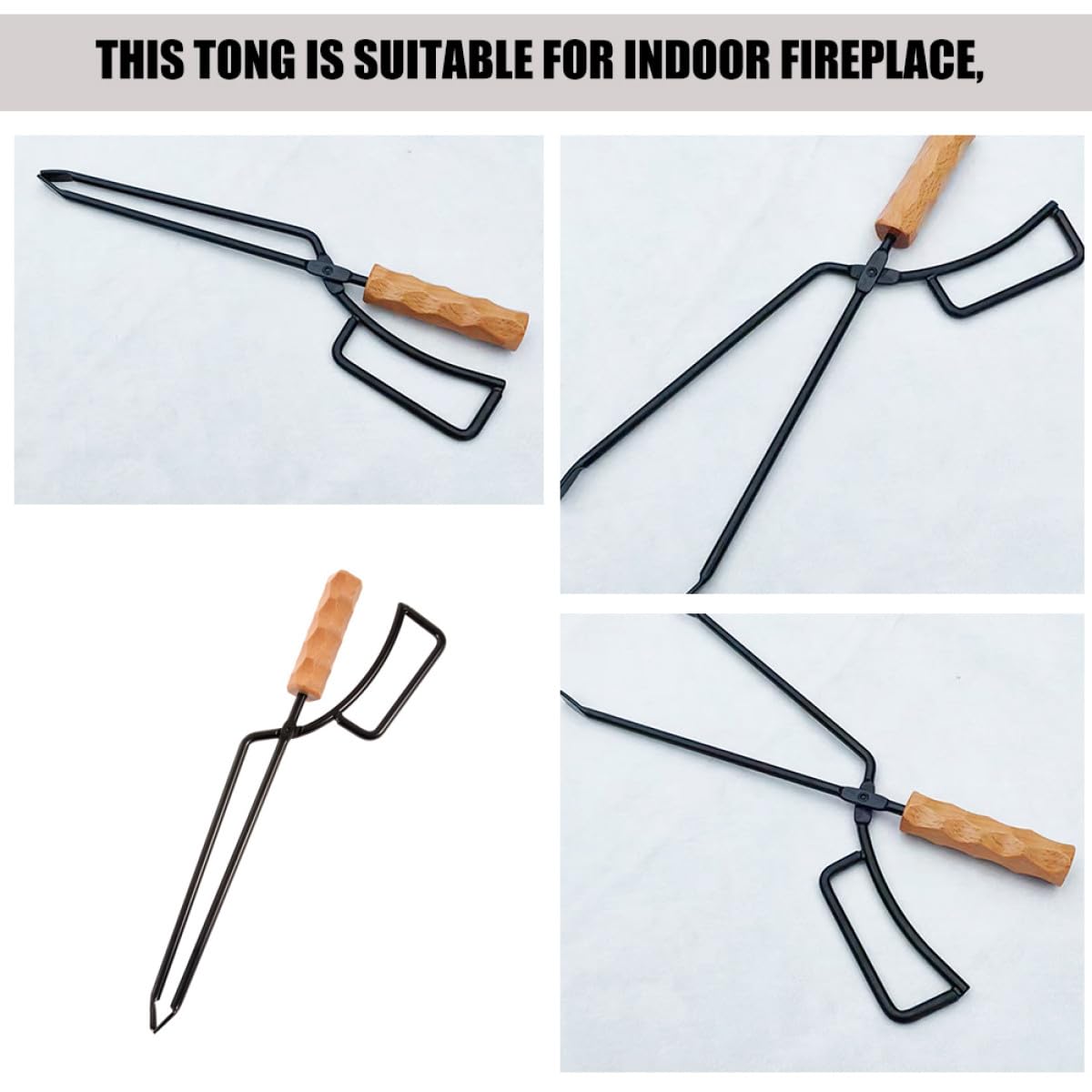 Pinze per Caminetto in Ferro e Legno, Log Tweezers per Barbecue e Attività Outdoor, Strumenti per Afferrare Carbonella e Legna Alta Durezza e Resistenza per Campeggio e Feste