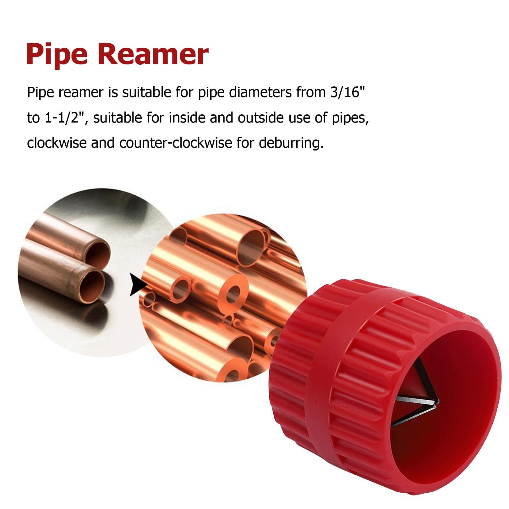 1Pcs Deburring Tool for Copper Pipe,Pipe Deburring Tool,Deburring Cutters Universal Pipe Reamer,External Deburrer Tool Tubing Chamfer Tool for 4-38mm plastic,copper pipes,PVC pipes or other hoses(Red) - Image 4