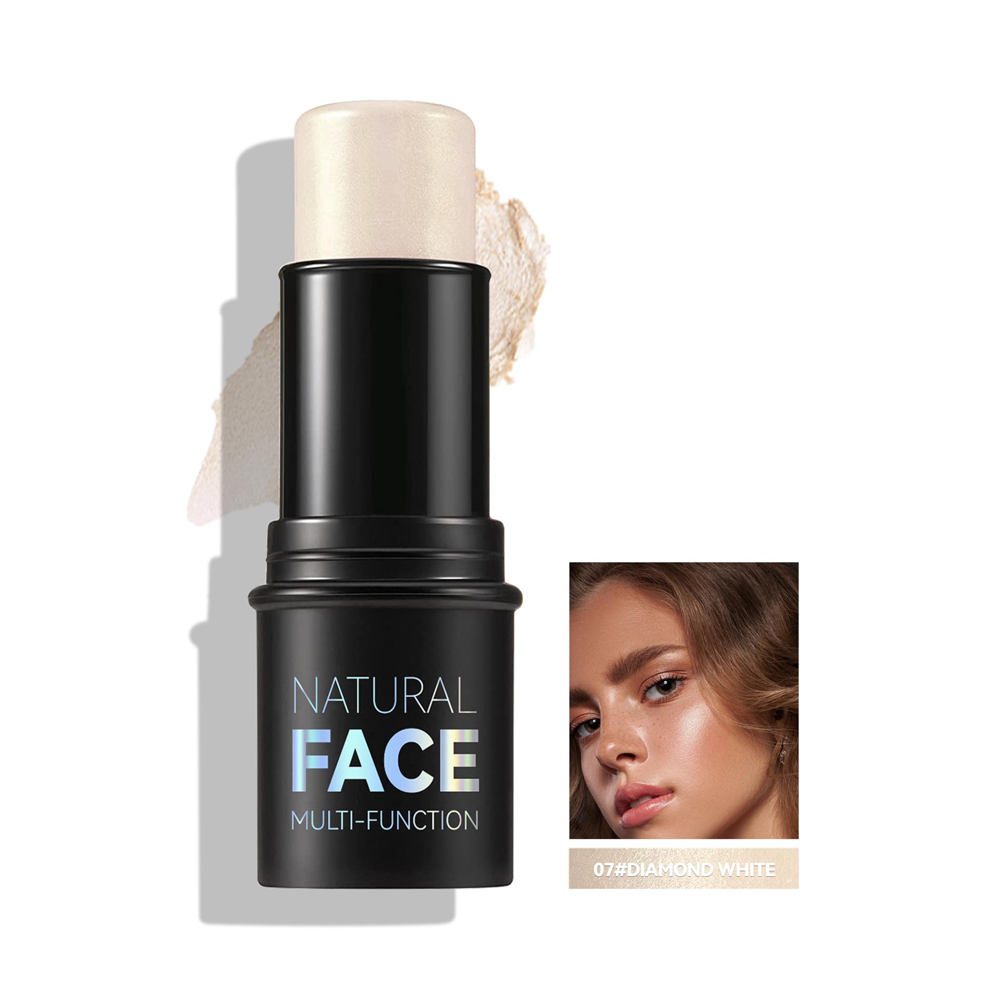 Face Highlight Stick, Cream Contour Sticks Shades with Highlighter & Blush, Non-greasy Long-wear Face Contouring Pen, Waterproof Shift-proof Lasting Glow Finish Highlighter Makeup Stick(07)