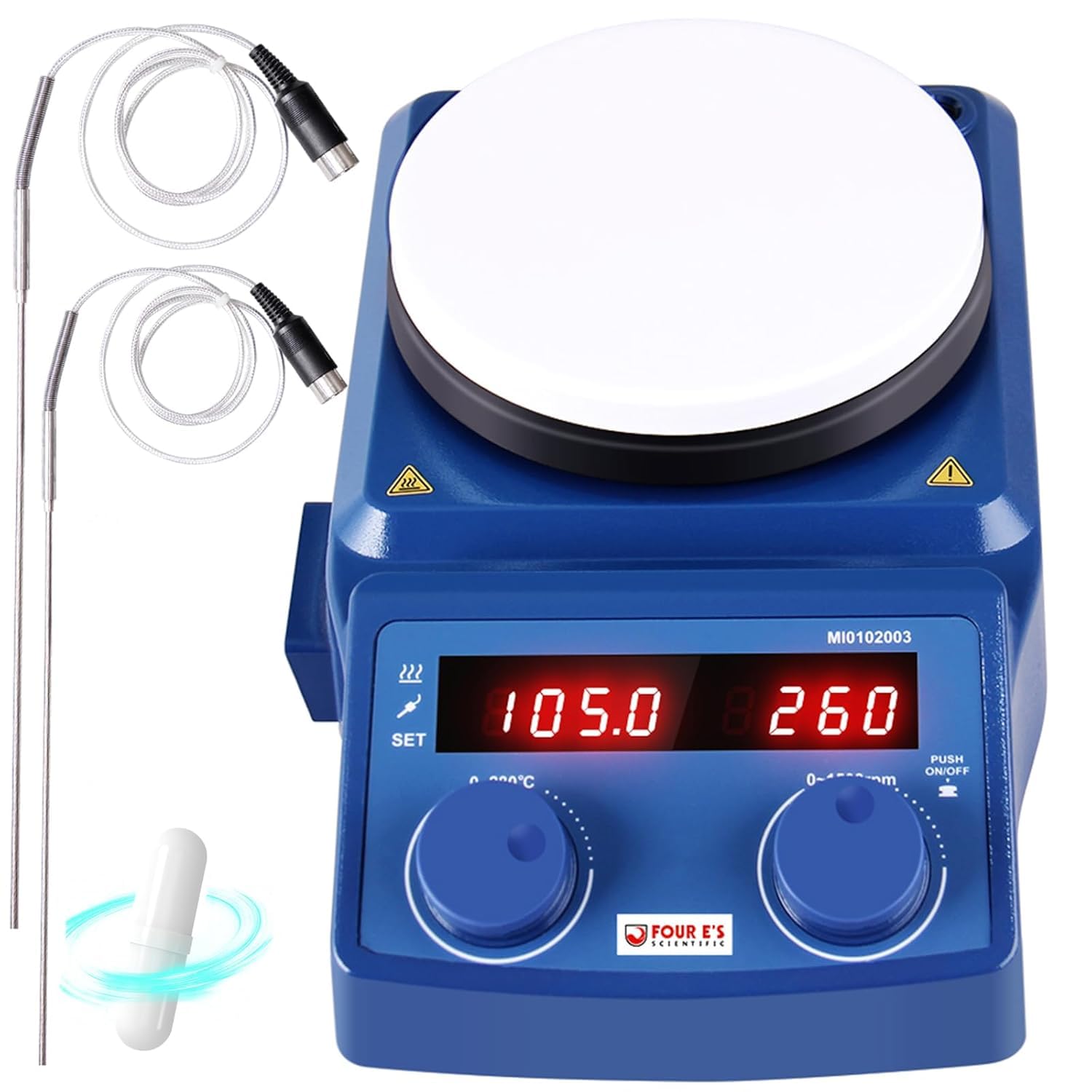 FOUR E'S SCIENTIFIC 5 Inch Magnetic Stirrer Hot Plate with 2 Pcs External Temperature Probe
