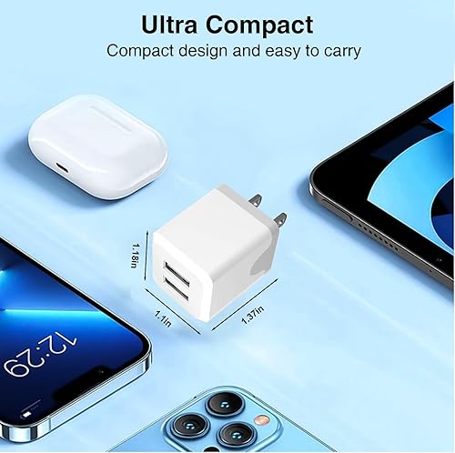 Miniatura 5 de Cargador de pared USB, puerto USB dual A, adaptador de enchufe de alimentación, bloque de carga rápida para teléfono, caja de carga de ladrillo para