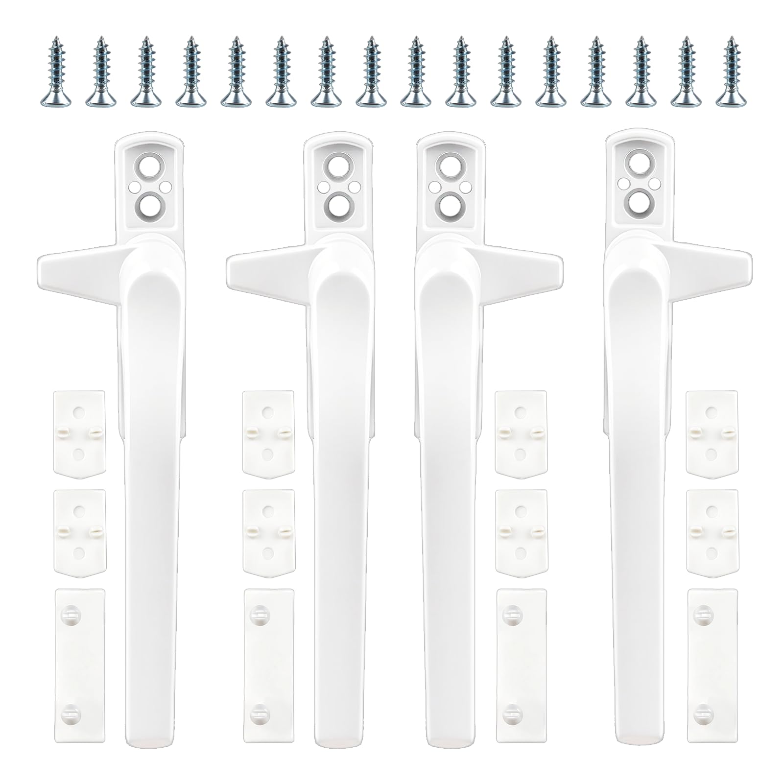 UPVC Window Handles 4PCS Aluminum White Universal Espag Left Right Handles Double Glazing Window Handles White Handle for UPVC Windows and Sliding Doors Hole Spacing 41/60mm Easy Installation