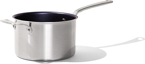 Made In Utensilios de cocina - Sartén antiadherente de 4 cuartos de galón - Azul puerto - Cacerola antiadherente revestida de acero inoxidable de 5