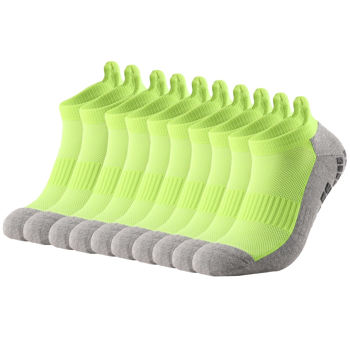 Calcetines de compresión de tobillo para hombres y mujeres, 2/4/6 pares, calcetines de compresión de corte bajo con soporte de tobillo, verde fluorescente, 10 pares, 10 Pares Verde