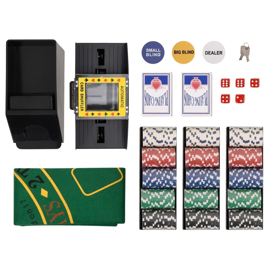 Set di gettoni da poker da 300 pezzi da 11,5 g, con valigetta in alluminio, mixer automatico di carte, tappetino da gioco, dadi, scarpa di carte, pulsante Dealer e porta chip per giochi da