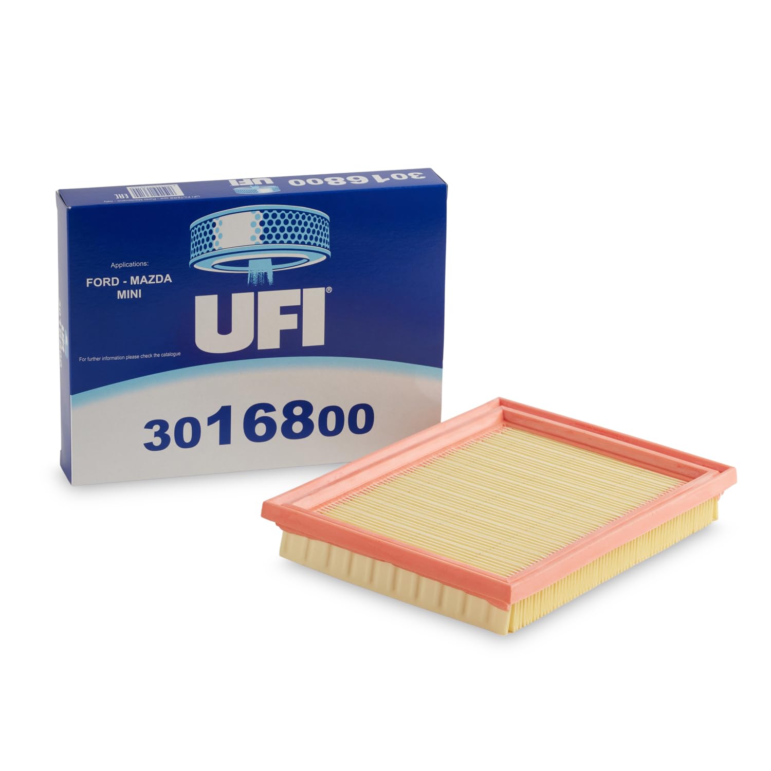 UFI Filters, Filtro de Aire 30.168.00, Filtro de Aire de Recambio, Apto para Coches, Apto para Modelos Ford, Mazda y Mini
