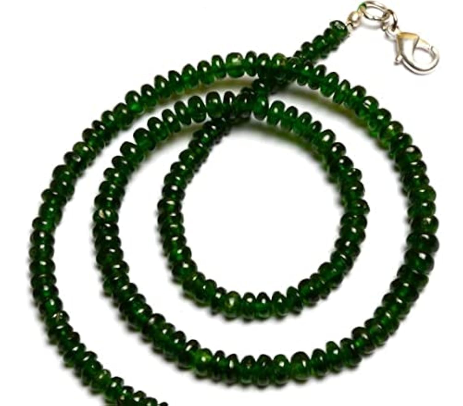 Diopside chrome naturel en perles rondelles lisses pour joaillerie haut de gamme
