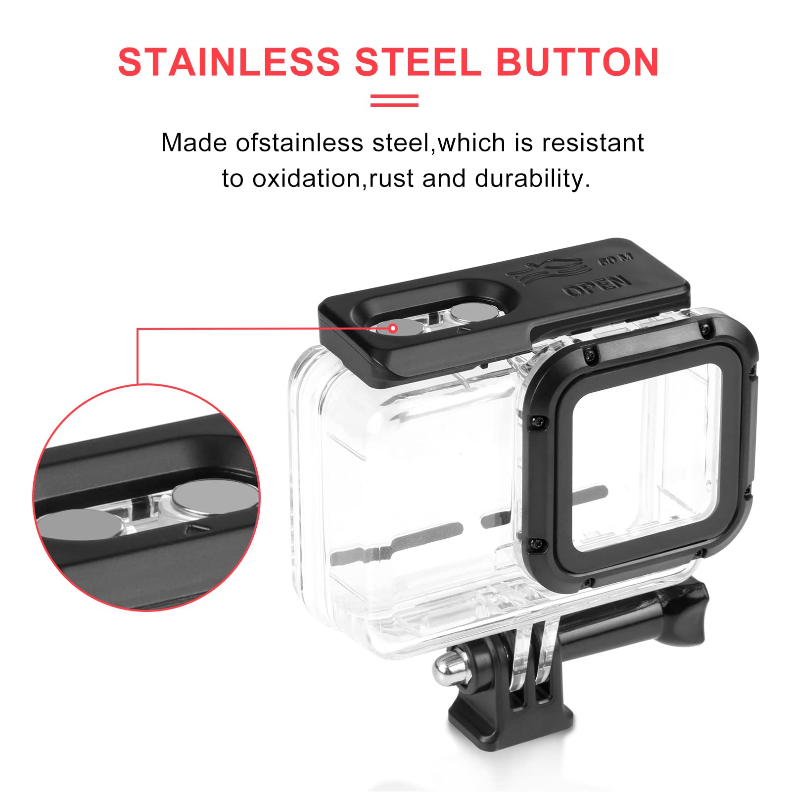 Yunseity Custodia Impermeabile Custodia Subacquea per Action Cam One RS 4K, Impermeabile Fino a 60 m/197 Piedi, per Immersioni, Snorkeling, Nuoto