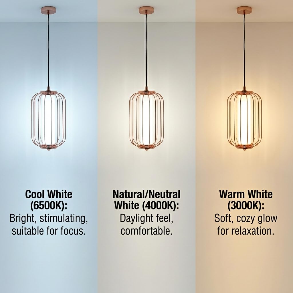 Proudome Rose Gold LED Hanging Light, 3 Color Mode Pendant Ceiling Lamp 2