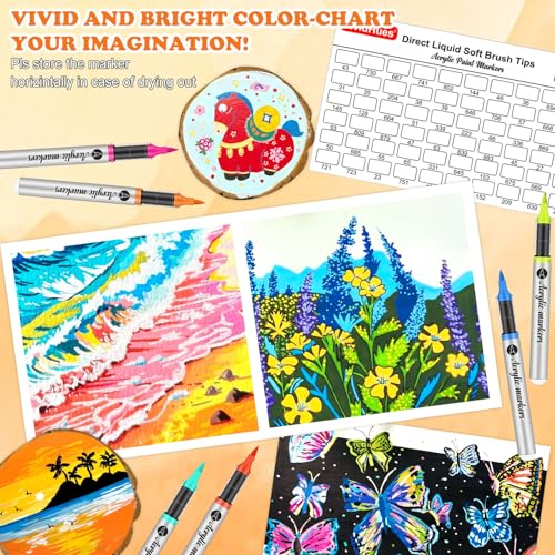 Vozuna 120 Acrylstifte Set für Steine Wasserfest， Acrylmarker für Steine, Glas, Papier, Holz, Ei, Leinwand, Keramik, Stoff, Wasserdicht & schnelltrocknend für Erwachsene Ideal für DIY