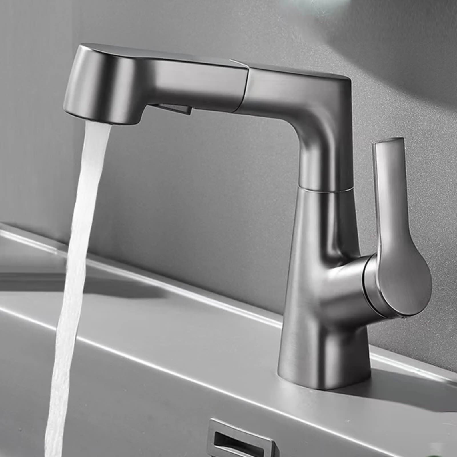 Grifo de lavabo extraíble mezclador de agua fría y caliente con grifería de baño LWX