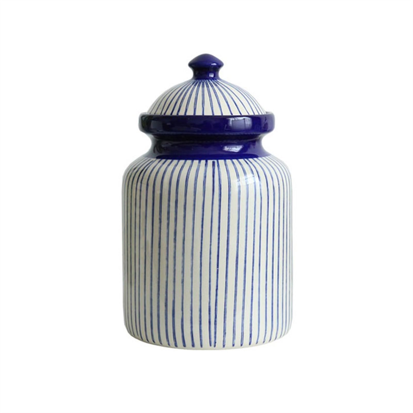 Hhaoran-9868 Ceramic Tea Canister Hand-painted Striped Ceramic Storage Jars Household Sealed Candy Kitchen Bucket Food Canisters for Kitchen(Small)