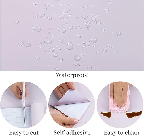 Miniatura 8 de VaryPaper Papel de Contacto Morado Claro para Gabinetes y Paredes, Removible, Impermeable, Papel Tapiz Morado para Despegar y Pegar 15.7''x78.7''