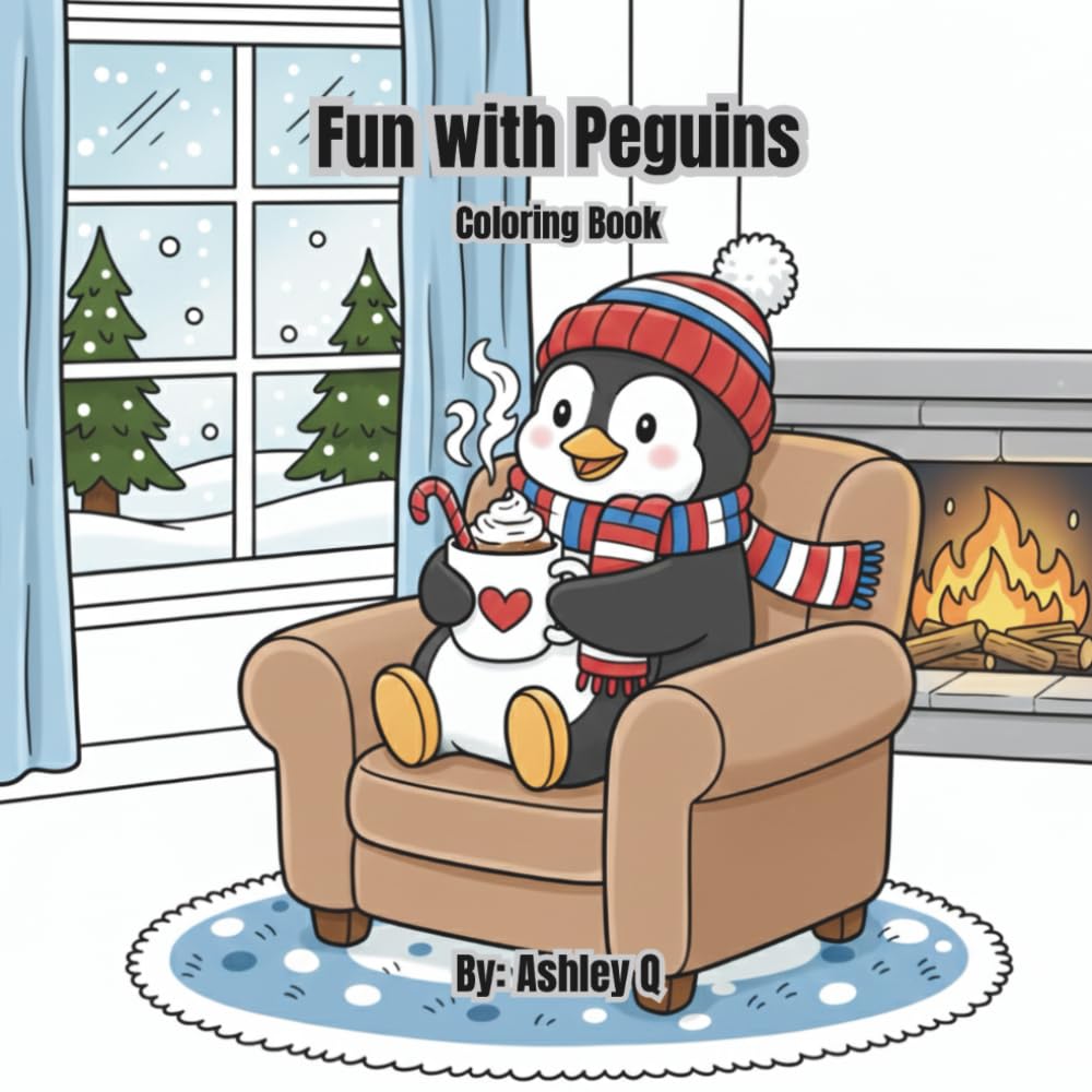 Fun with Peguins Coloring Book: 60 adorable pages of delightful entertainment