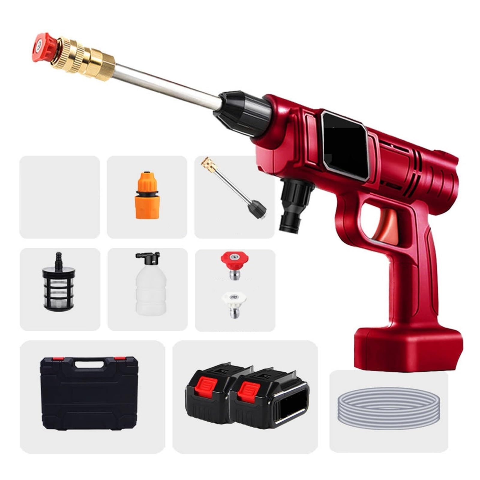 Pulverizador Inalámbrico De Alta Presión For Lavadora Coches, Suministros Pistola Lavado A Vapor, Máquina Limpieza con Caja Plástico For Batería 18V Potente Chorro A PresióN
