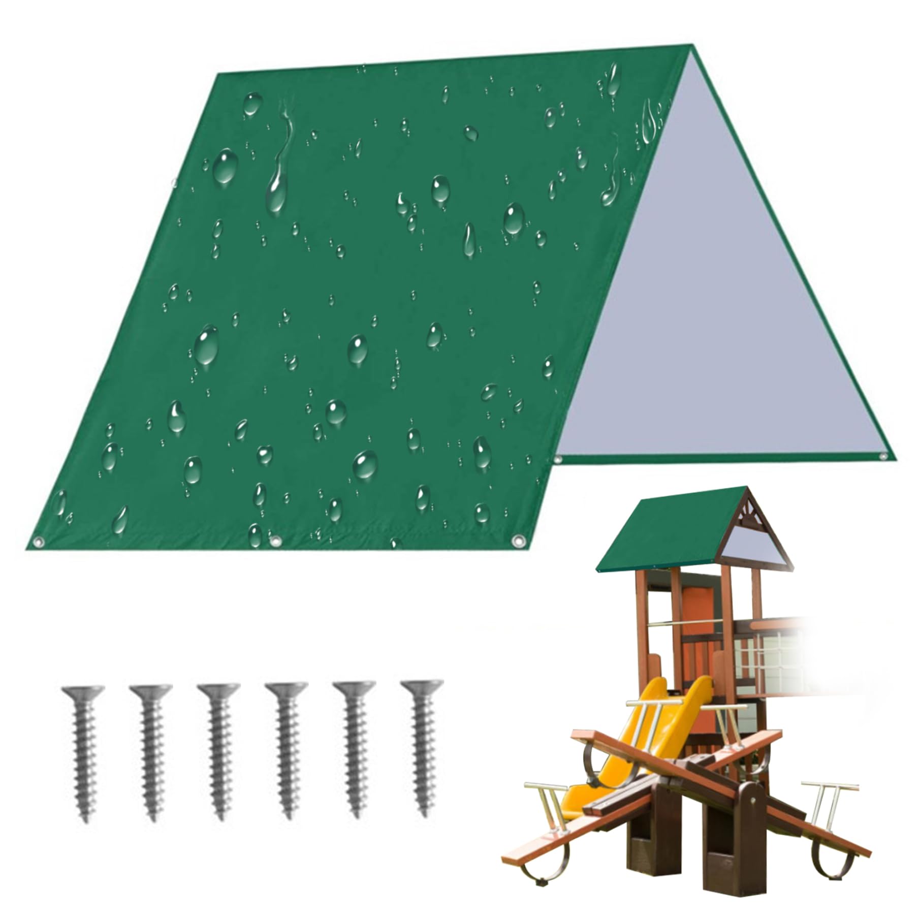 Altalena Telone di ricambio 132x228 cm Tetto per parco giochi per bambini Tettoia impermeabile per altalena Parasole per cortile esterno, copertura da giardino