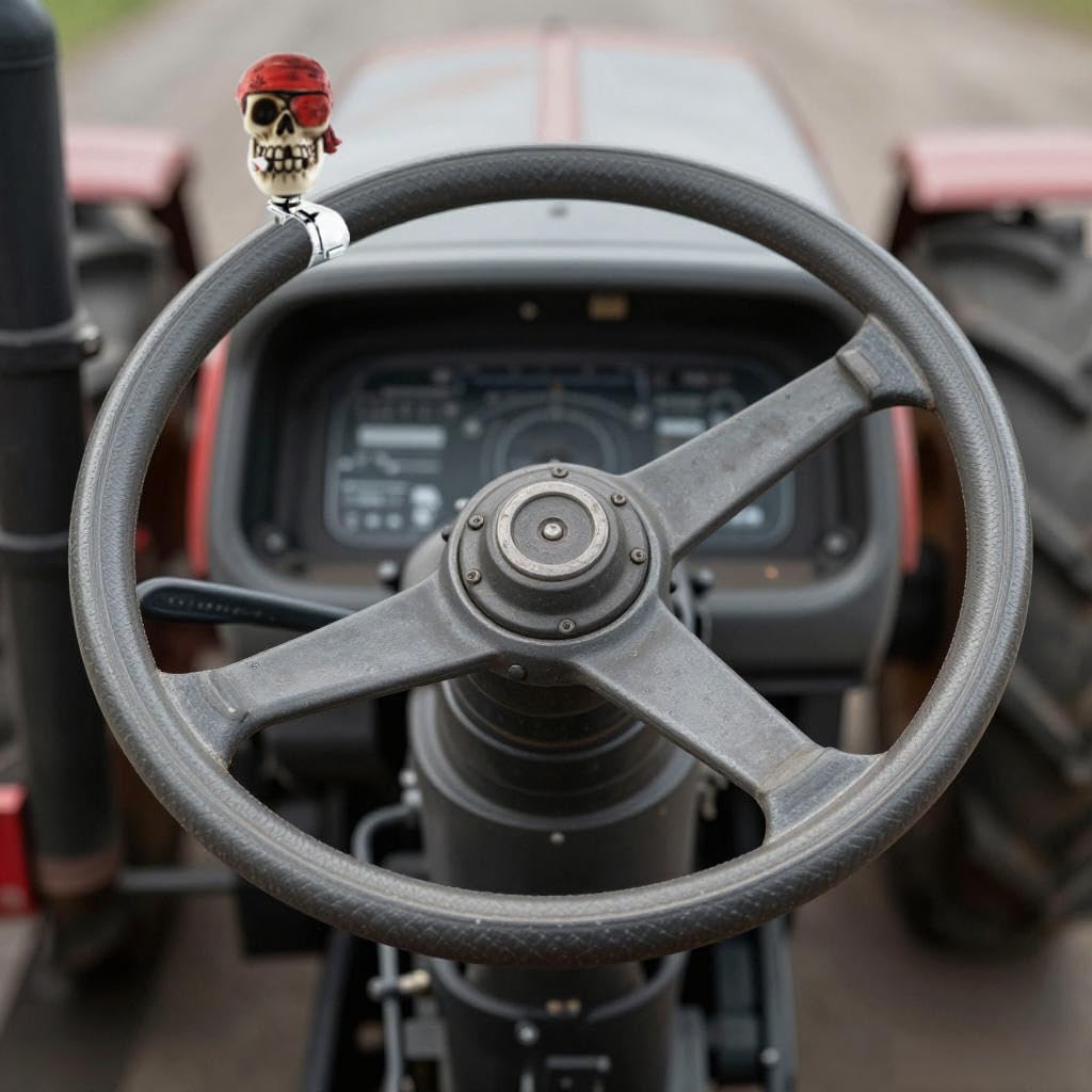 Lunsom Steer Control Turning Knob, Skull Steering Wheel Spinner Aid Helper Knob Driving Assist Grip Knob Power Handle Spinner Fit for Tractors, Forklifts, Lawn Mowers (red)