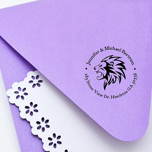 Miniatura 4 de Sello de dirección de negocios de león, autoadhesivo, hecho a mano, con sello de goma personalizado para oficina