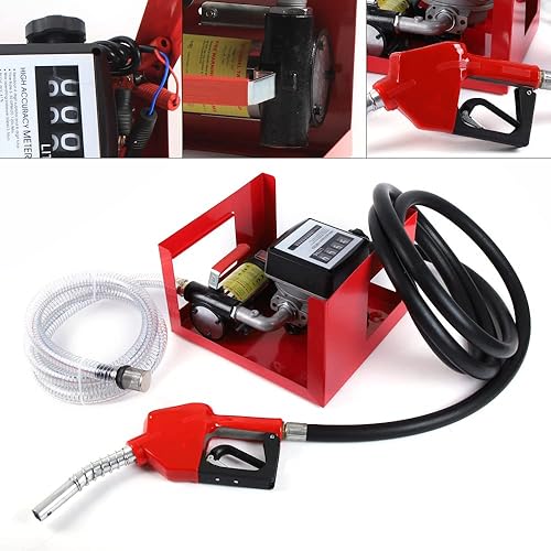 Miniatura 9 de Bomba de transferencia de combustible eléctrica de 110 V 60 L Bomba diésel de aceite autocebante + mangueras + boquilla