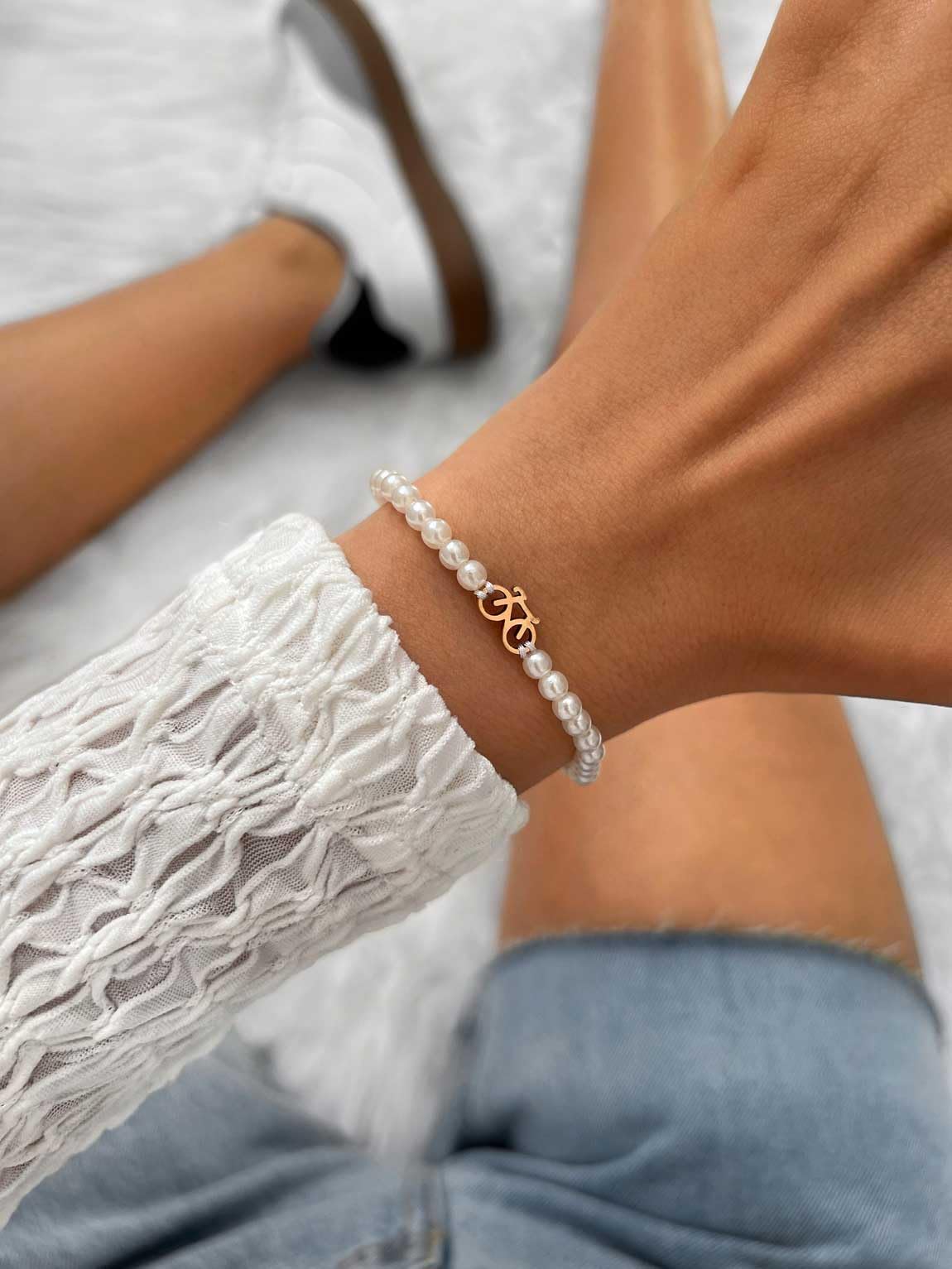 SAILBRACE Armband PEARL ROSÉ BIKE CHAIN