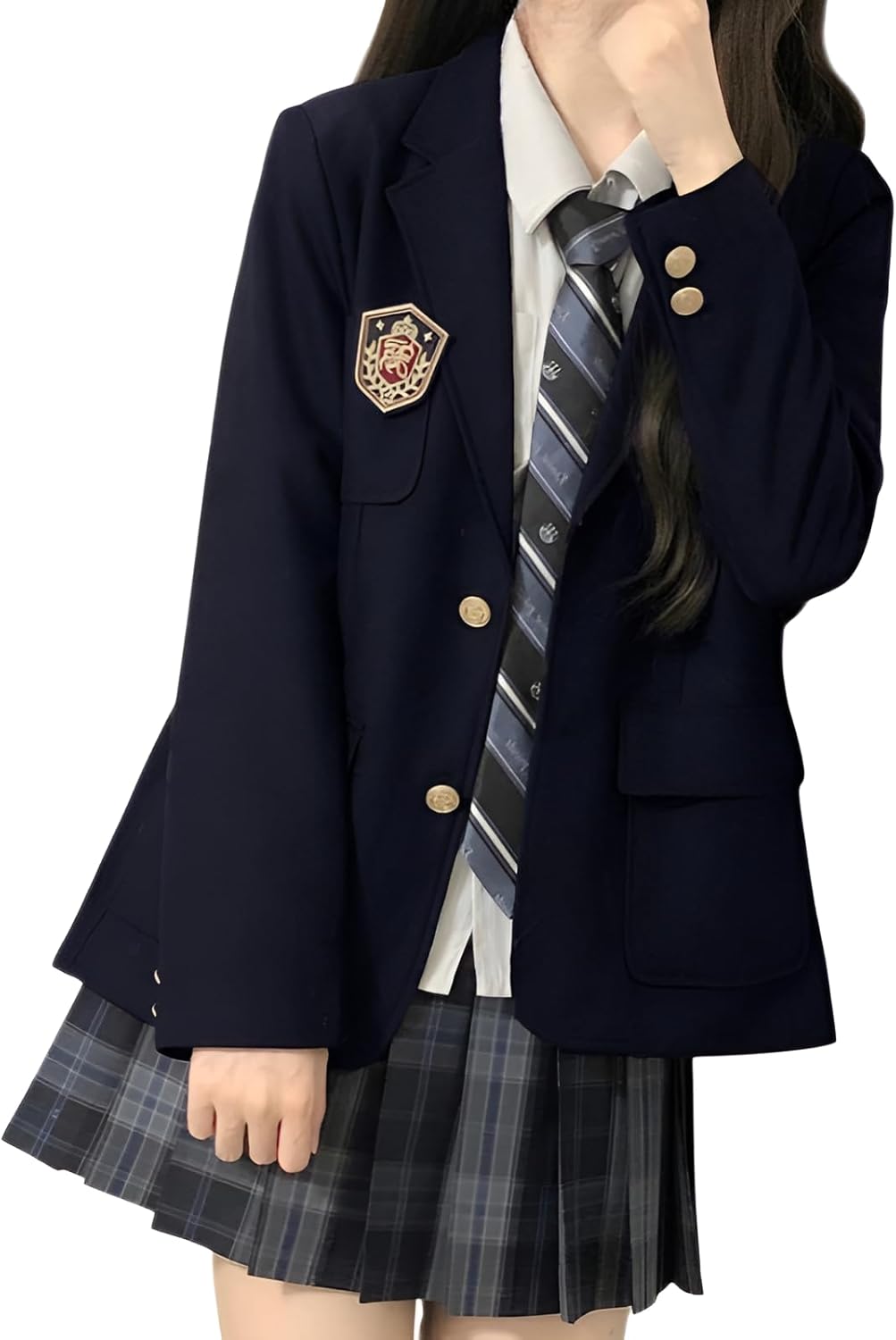 [Snughom] JK制服 春秋季用 学院風スーツ 英国校服デザイン ポロ襟+立体裁断 小柄女性体型対応 調整ト付き スマホ収納可