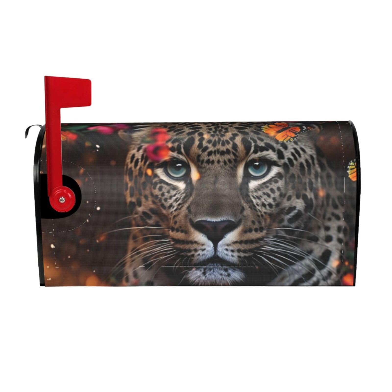 Leopard and Butterfly Mailbox Covers Magnetic Wraps Post Letter Box Cover Garden Home Decor 21x18 in