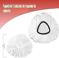 Vista 5 de Repuesto de cabezal de fregona, paquete de 3 repuestos de repuesto para trapeador giratorio compatible con el sistema O Cedar Easywring de 1 tanque