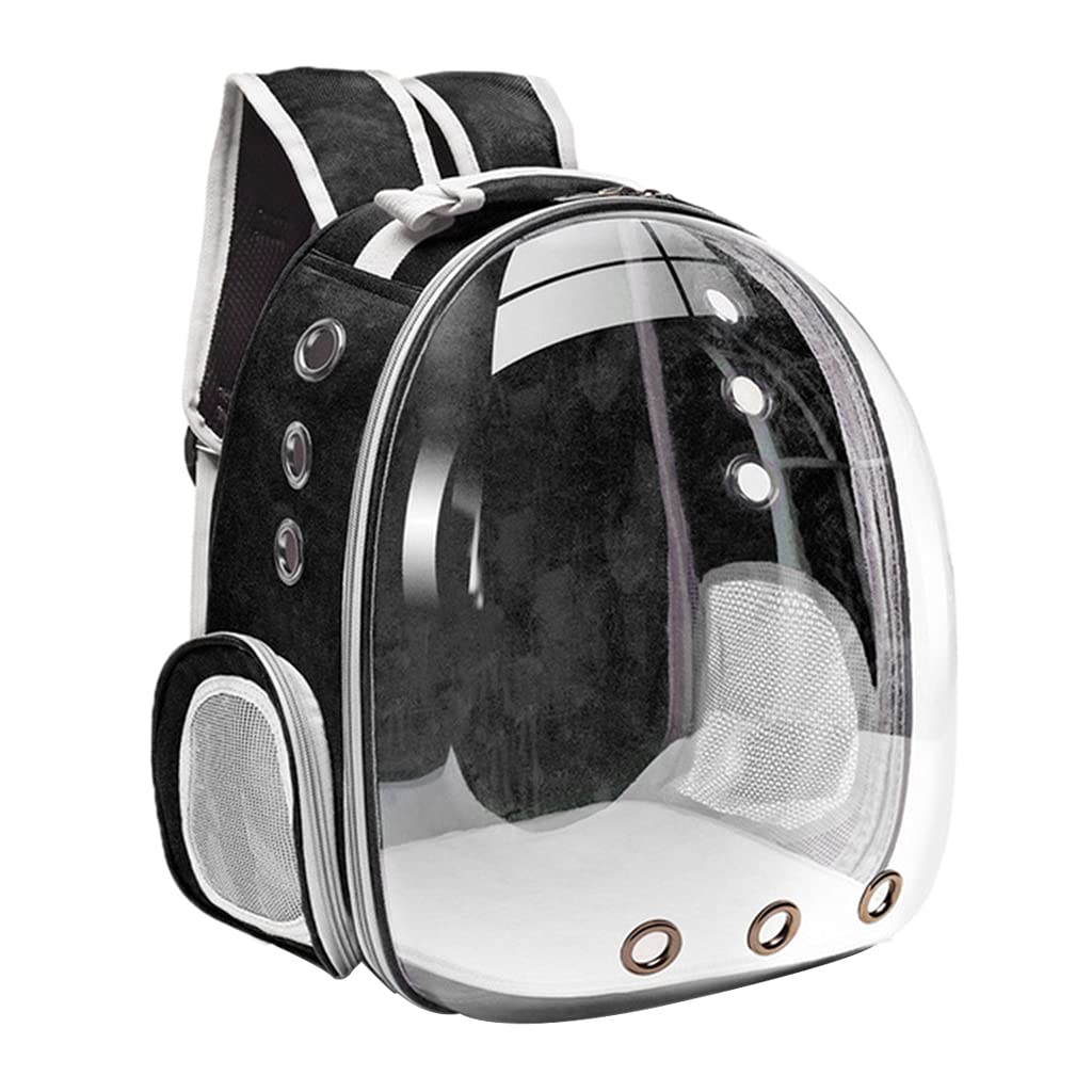 MagiDeal Premium Katze Rucksack Transporteur, Große durchsichtig Pet Blase Tasche, Tragbare Belüfteten Katze Kleine Hund Transporteur, im freien wasserdichte, Schwarz