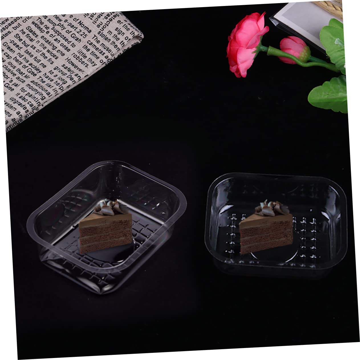 Unomor 100Pcs Plastic Packing Tray Transparent Inner Tray for Mung Bean Sorbet and Moon Cake for Desserts Snacks and Pastries