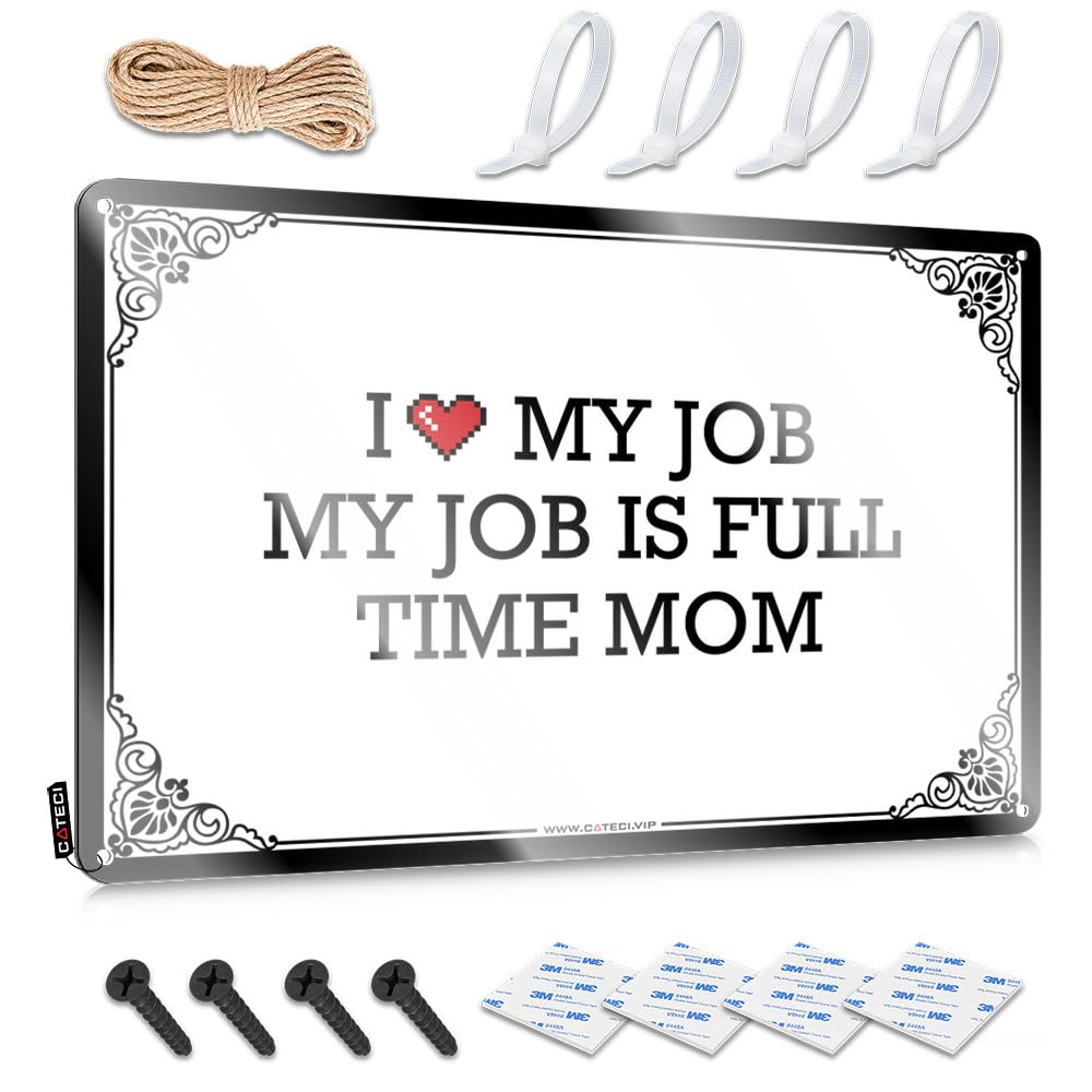 Best Distressed Decor - I Love My Job My Job Is Full Time Mom Rustic Wall Art Decor Easy Hang For Man Cave(30X40CM)