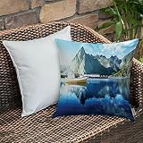 Housse de Coussin 45x45cm,Coucher de Soleil dans Un lac norvégien près de la Formation des,Moderne Taies d'oreiller Décoratif Canapé Taie d'oreiller Decoration Maison Salon Chambre pour Canapé Chaise