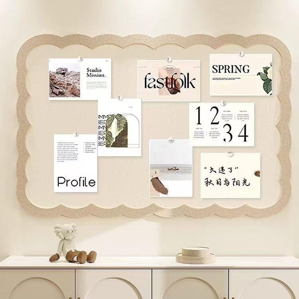 Felt Pin Board Decorative Corkboard Alternative,Foldable Felt Bulletin Board with 30 Pushpins,Self-Adhesive Vision Boards for Photo Memo DIY (Beige,120x60cm) โ image 1