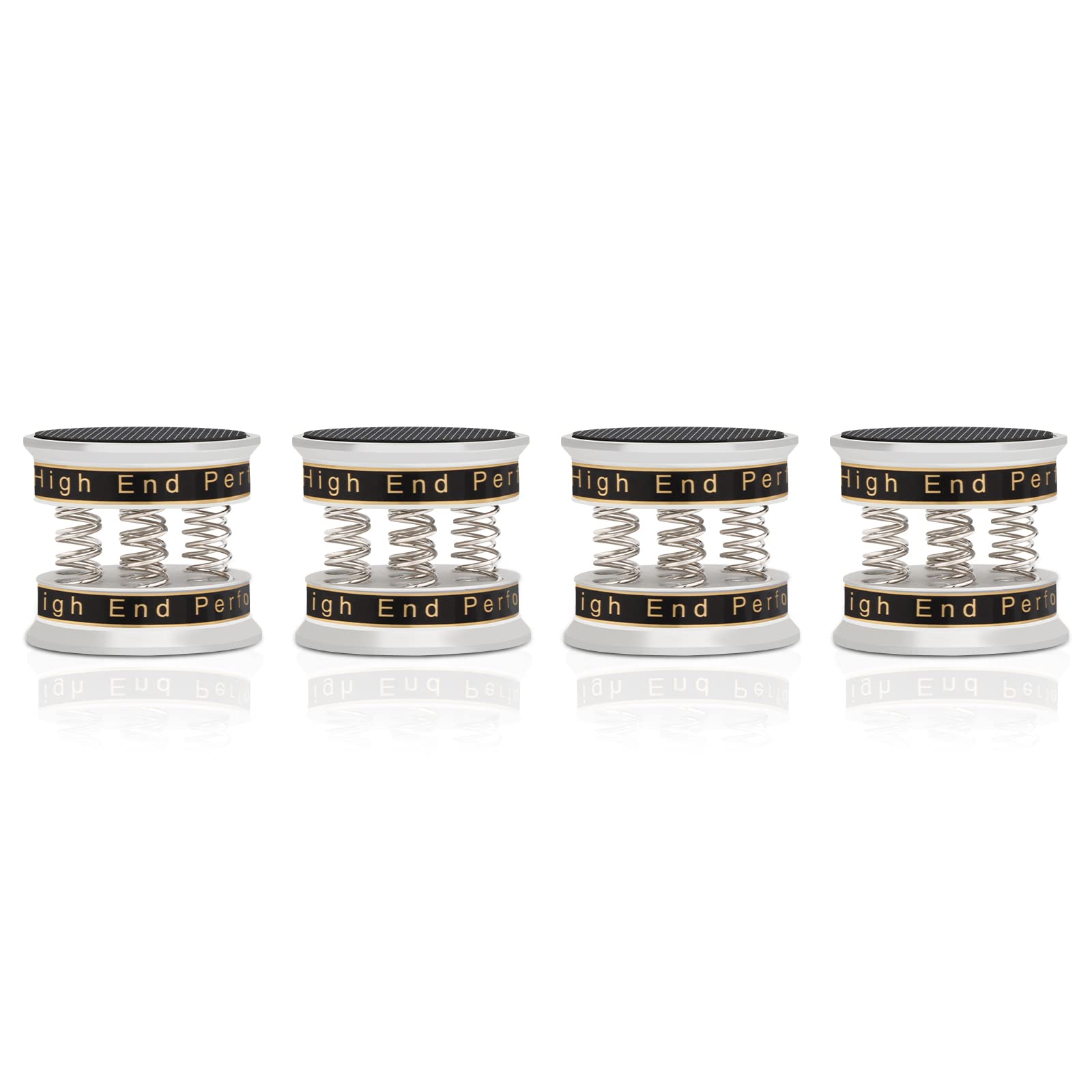 Lautsprecher-Isolationsfüße Aluminium einstellbare 49mm*42mm Lautsprecher-Bodenschutzmatten,Subwoofer-Feder-Vibrationsabsorber-Spikes für Audio,Lautsprecher,Subwoofer,Heimkino(Silber)