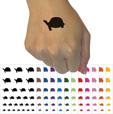 Tortoise Turtle Solid Temporary Tattoo Water Resistant Fake Body Art Set Collection - Light Pink (One Sheet)