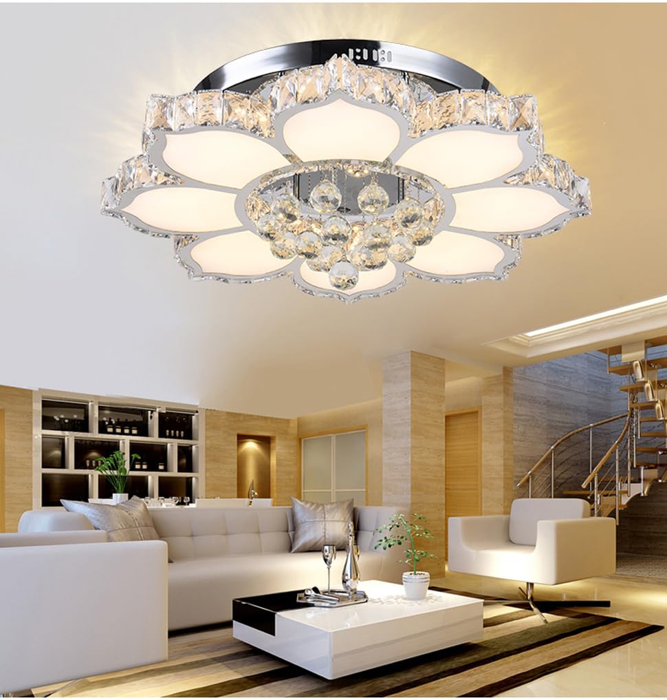 LED Deckenleuchte 3017WJ-66cm 132W mit Fernbedienung warmweiß bis kaltweiß einstellbar.dimmbar Kristall 3x5 cm Deckenlampe Wohnzimmerlampe Leuchte Lampe Pendelleuchte Energieeffizient led Leuchtung