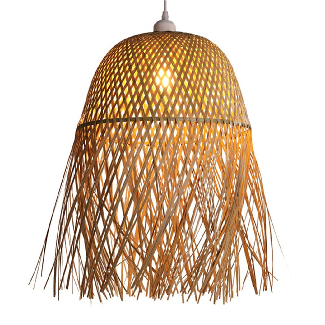 CWVYKNP Coastal Creative Tassels Hanging Lamp 1-Light Hand Woven Wicker Light Fixture Farmhouse Restaurant Cafe Teahouse Bar Dining Room Chandeliers