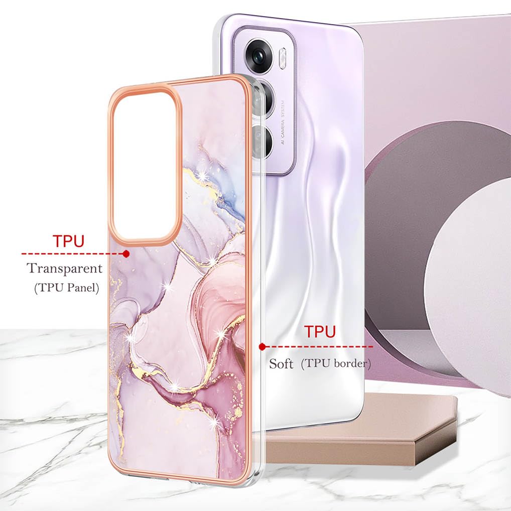 SEAHAI Cover Per Oppo Reno 12 5G, Custodia In TPU Ultrasottile Colori Sfumati Rosa/oro, Antiurto E Anti-giallo