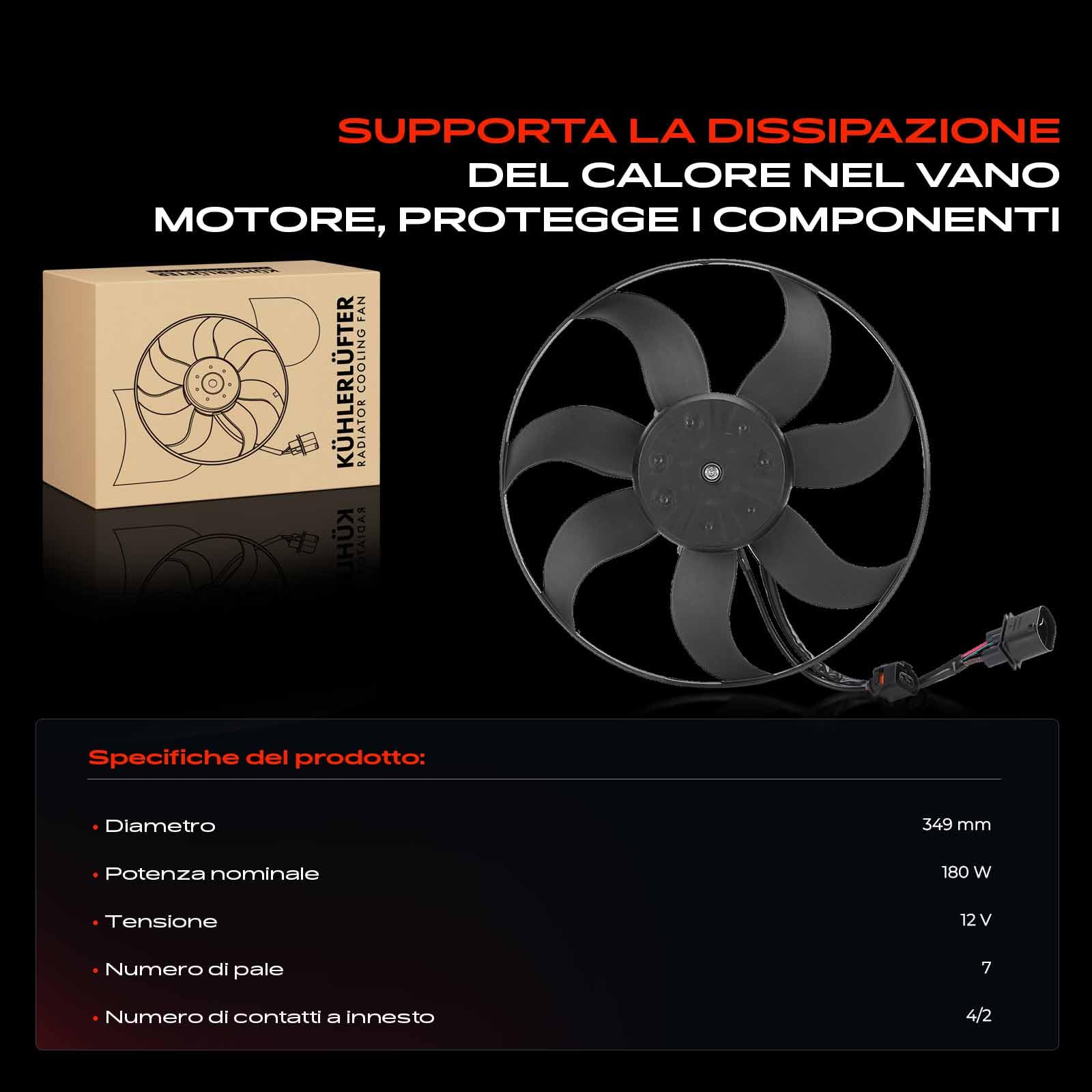 Frankberg Ventola di raffreddamento motore ventola radiatore 360 mm