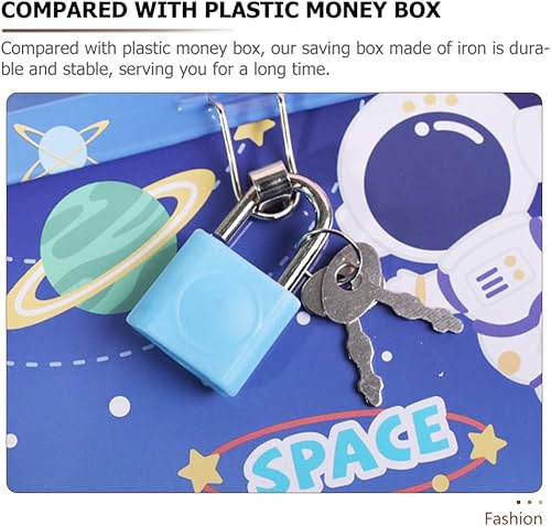 Miniatura 3 de Beavorty Caja de 2 piezas de alcancía para ahorrar dinero, tarro de billetes de lata de dulces de Navidad para niños, tarro de dinero seguro para